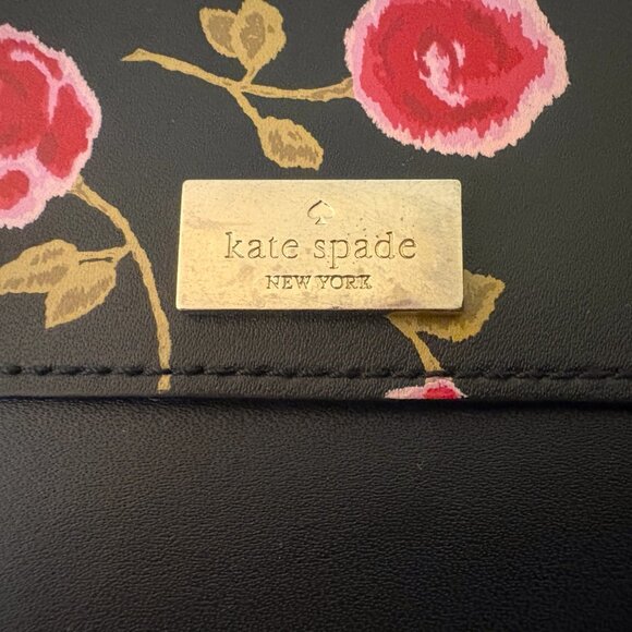 Vintage Kate Spade New York Flat Wristlet Nott Ditsy Rose Design Gold Hardware - Picture 9 of 11